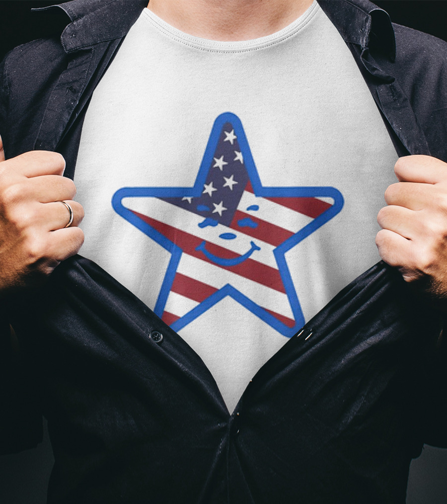 Usa Star Babbitt Revived Patriotic Smiling Star With American Flag T-Shirt