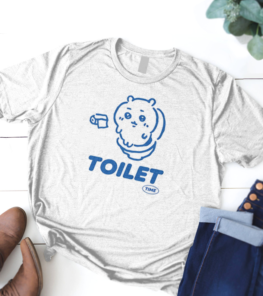 Chiikawa Toilet Time Cute Character With Toilet Paper T-Shirt