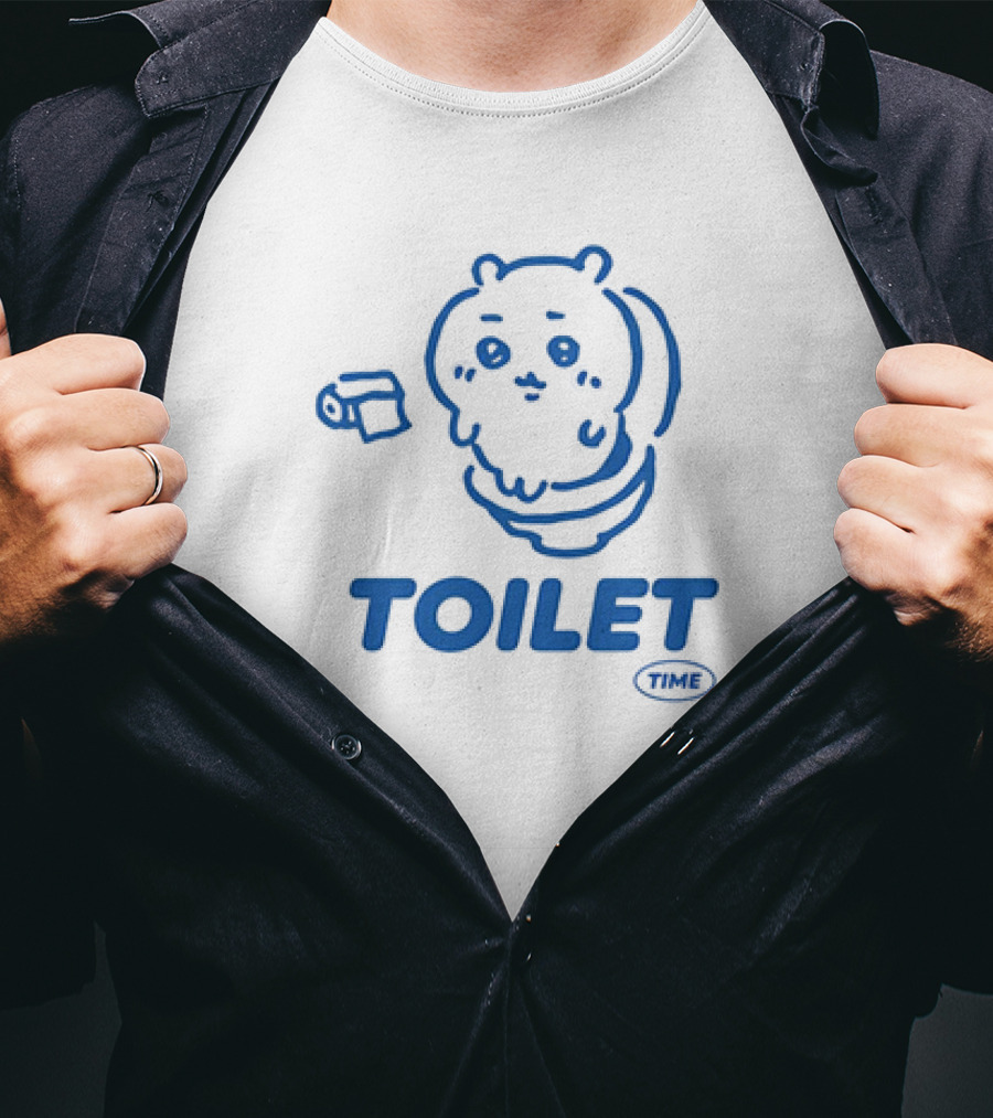 Chiikawa Toilet Time Cute Character With Toilet Paper T-Shirt