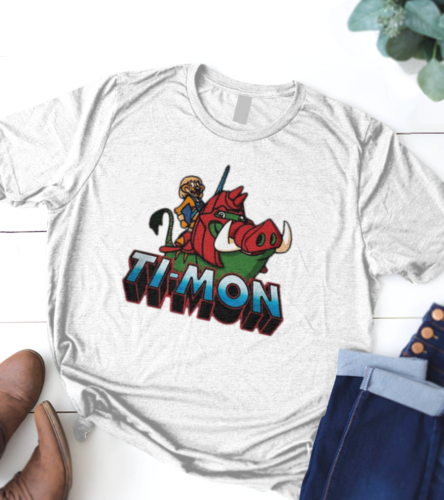 Ti-Mon Timon Riding He-Man Battle Cat Style Pumbaa T-Shirt