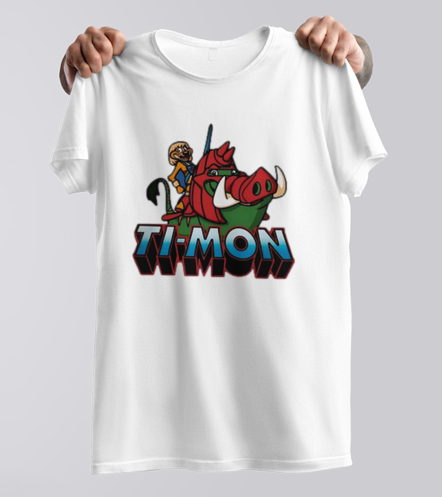 Ti-Mon Timon Riding He-Man Battle Cat Style Pumbaa T-Shirt