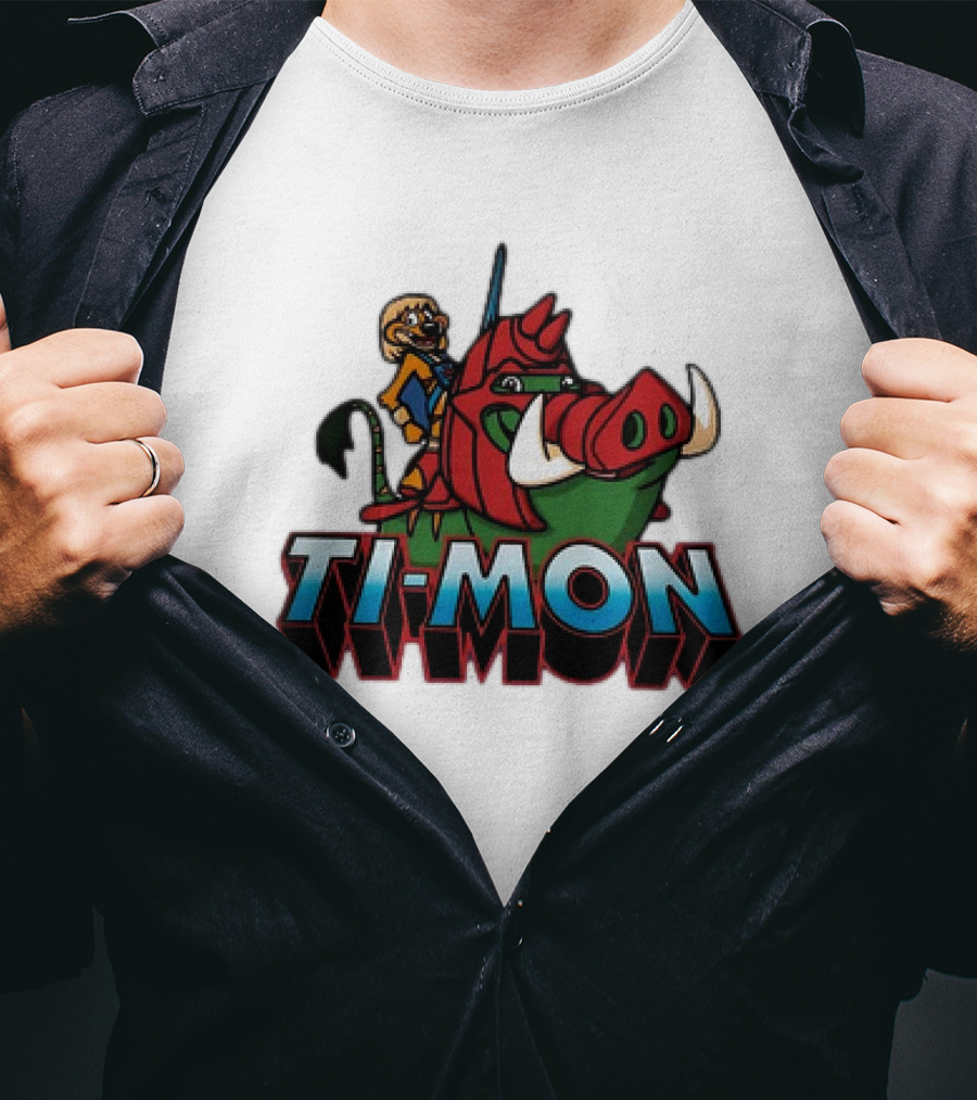 Ti-Mon Timon Riding He-Man Battle Cat Style Pumbaa T-Shirt