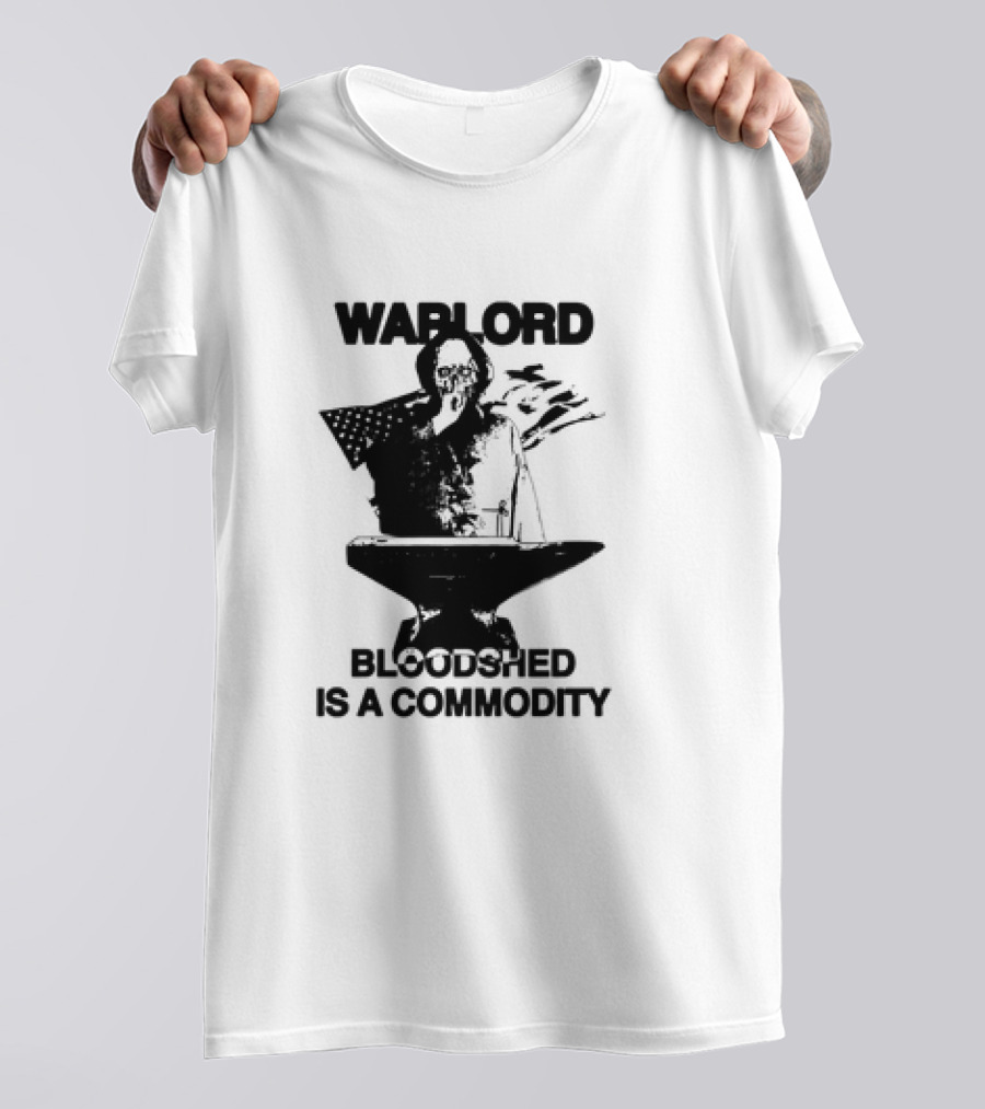 Warlord Bloodshed Is A Commodity Grim Reaper Anvil American Flag T-Shirt