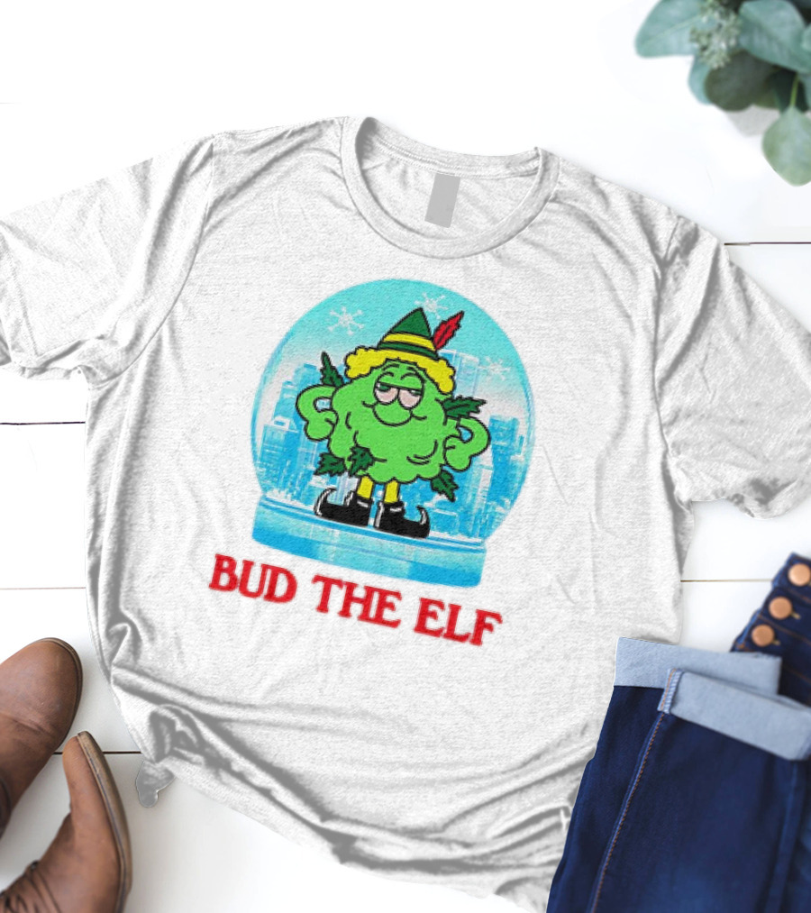 Bud The Elf Christmas Snow Globe Scene T-Shirt