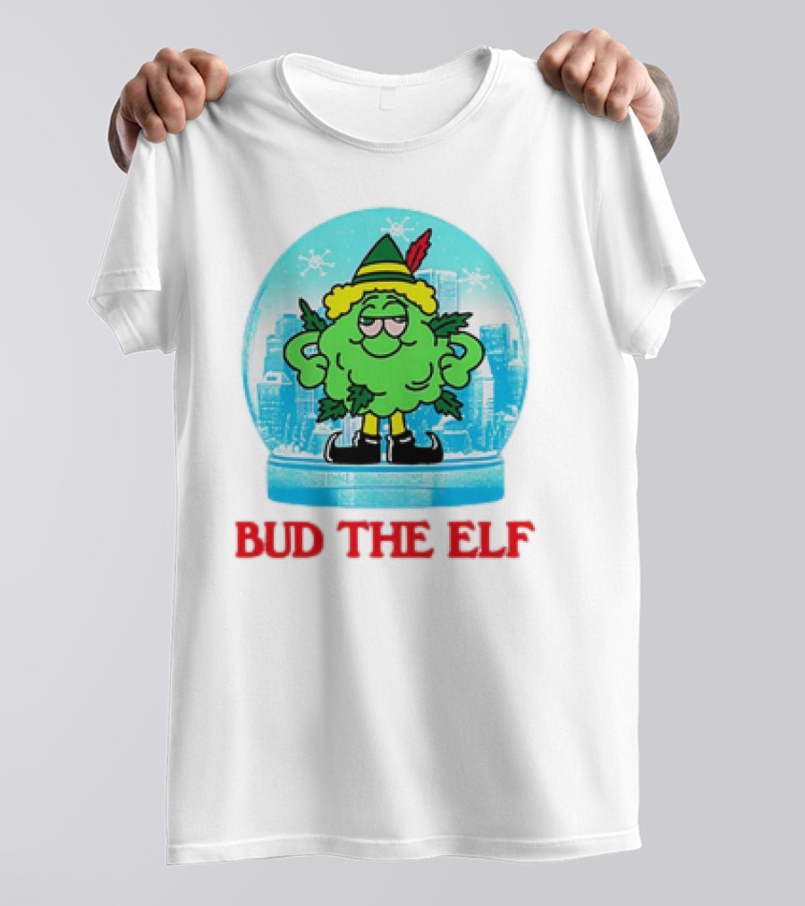 Bud The Elf Christmas Snow Globe Scene T-Shirt