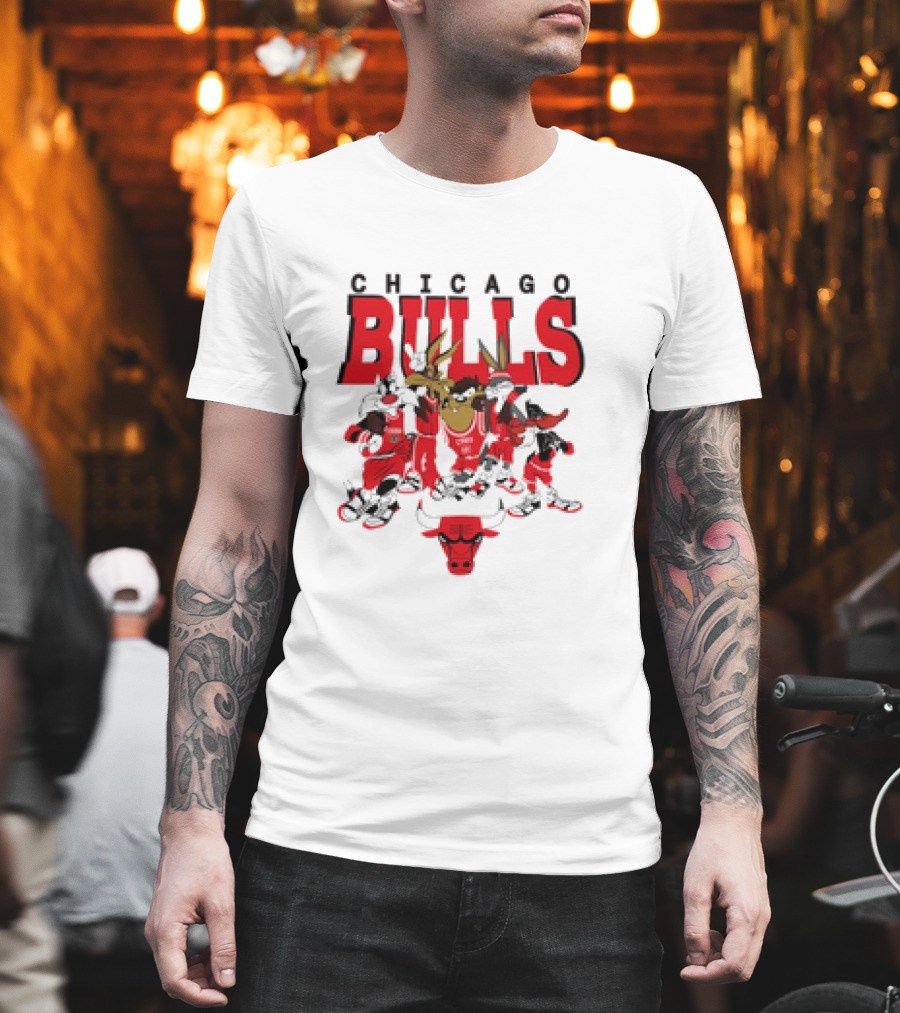 Chicago Bulls Looney Tunes NBA Basketball Cartoon Characters T-Shirt