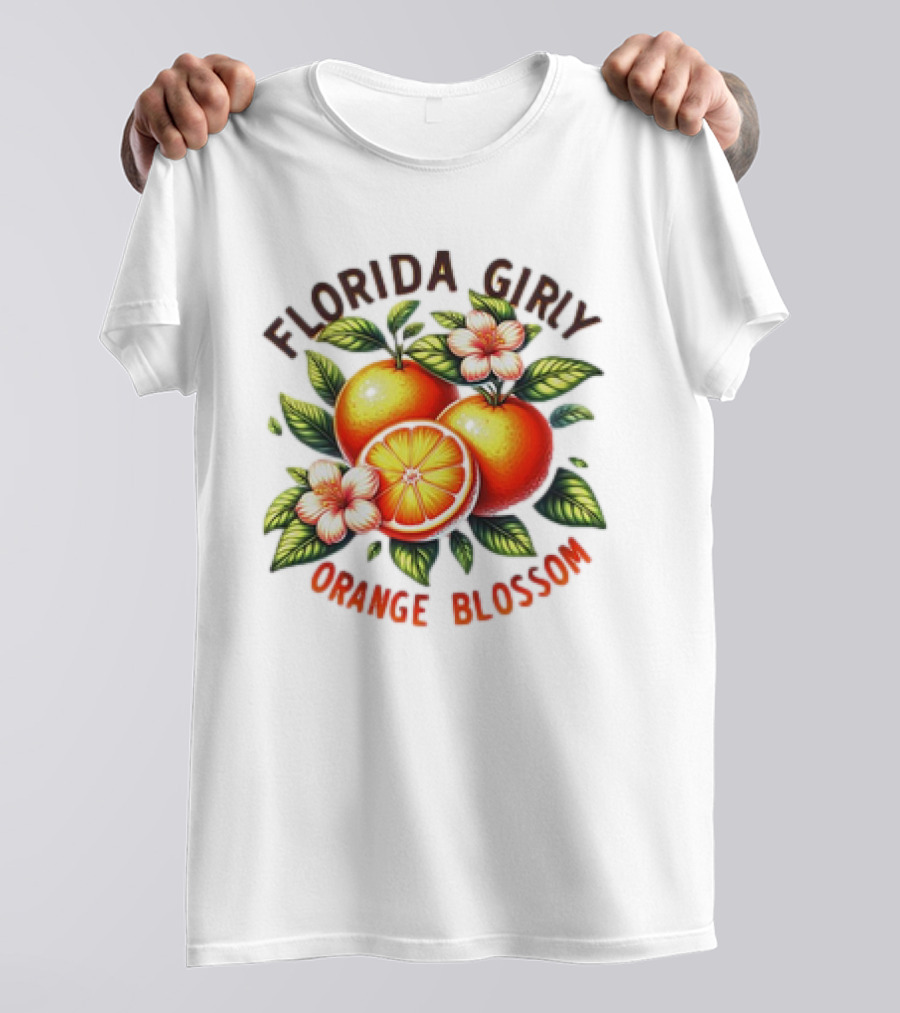 Florida Girly Orange Blossom Vintage Citrus Floral Retro T-Shirt