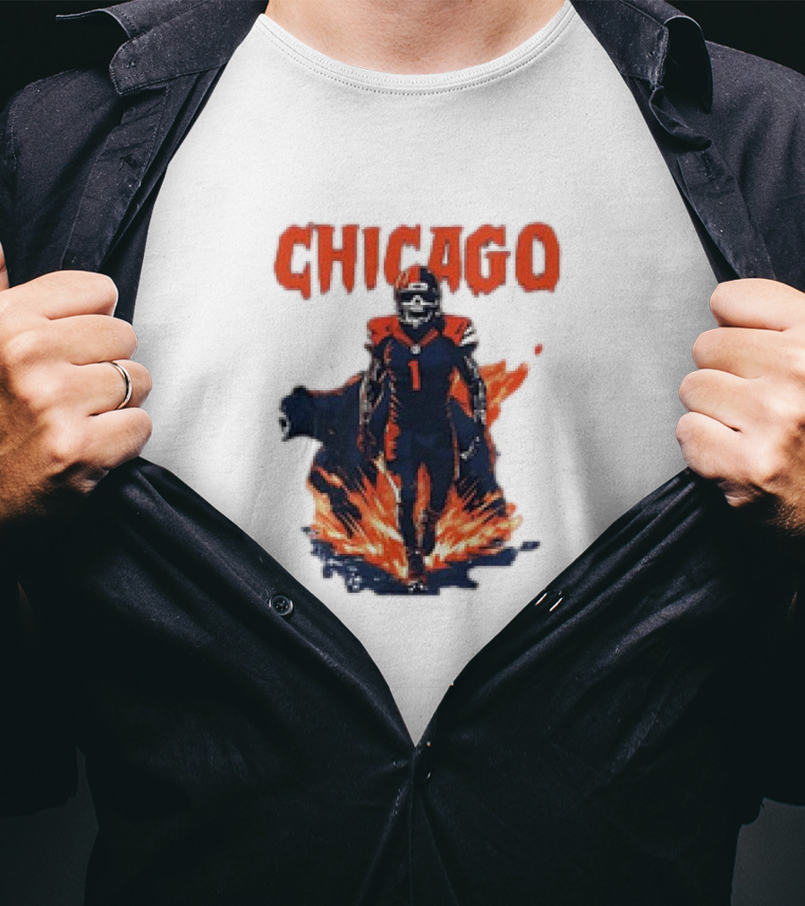 Chicago Bears NFL Fire And Football Fan Gear T-Shirt