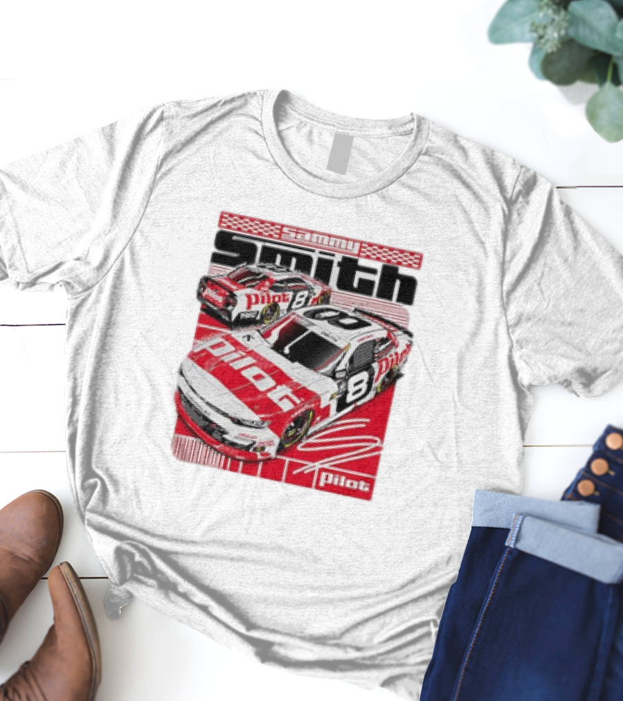 Sammy Smith #8 Pilot Racing Car JR Motorsports Red And White T-Shirt