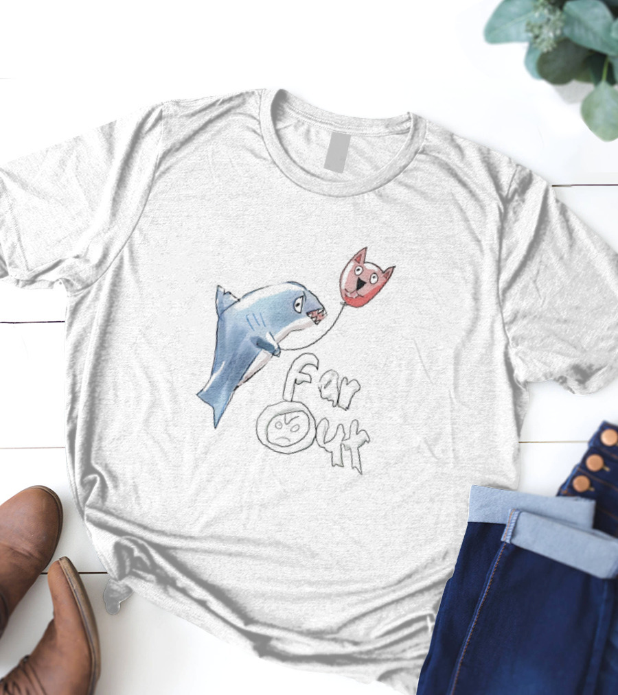 Shark With Cat Balloon Far Out T-Shirt