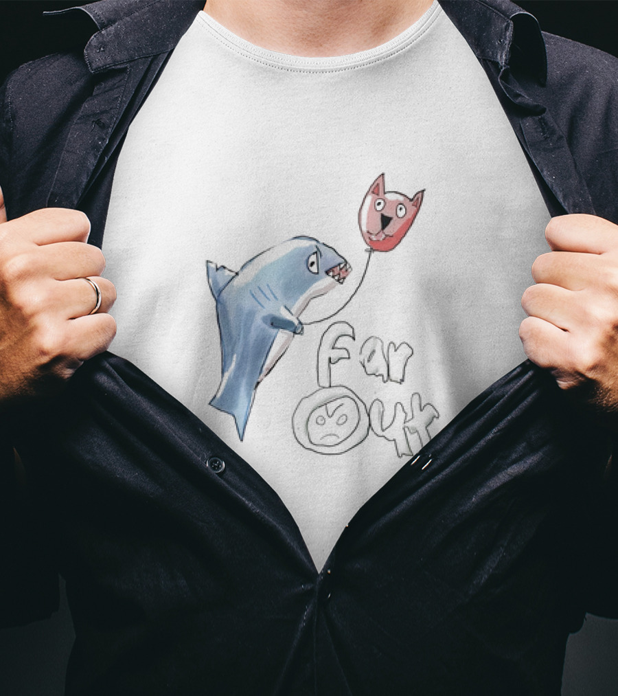 Shark With Cat Balloon Far Out T-Shirt