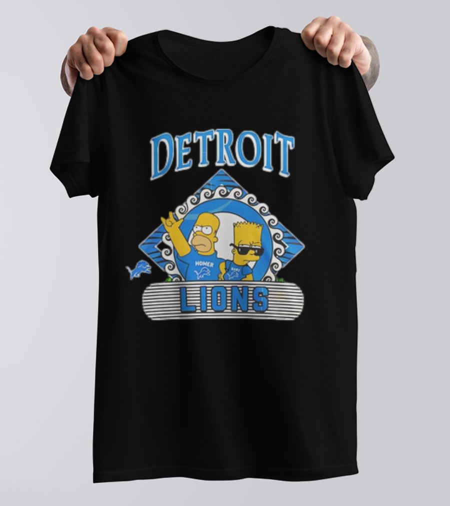 Homer Simpson Bart Simpson Detroit Lions NFL Funday Football T-Shirt
