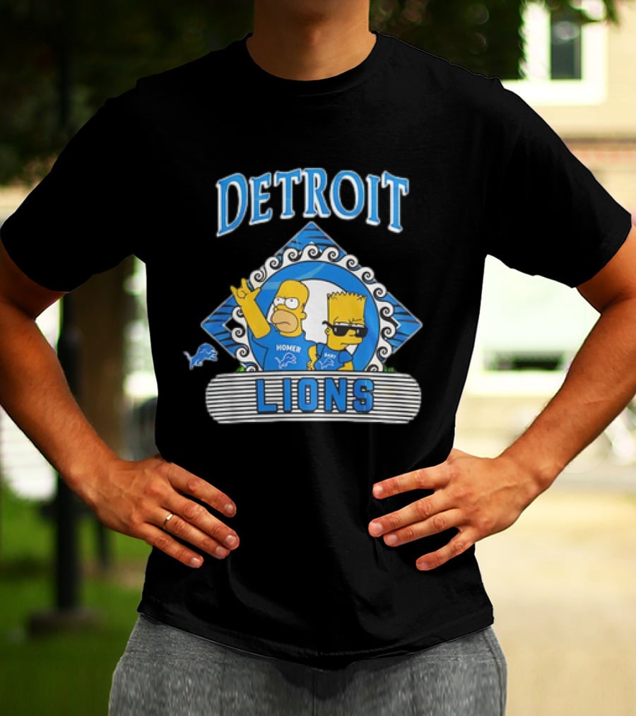 Homer Simpson Bart Simpson Detroit Lions NFL Funday Football T-Shirt