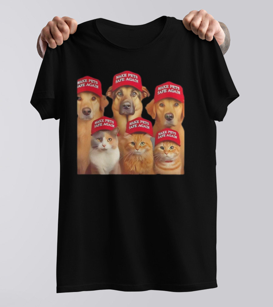 Make Pets Safe Again Red Hat Dogs And Cats T-Shirt