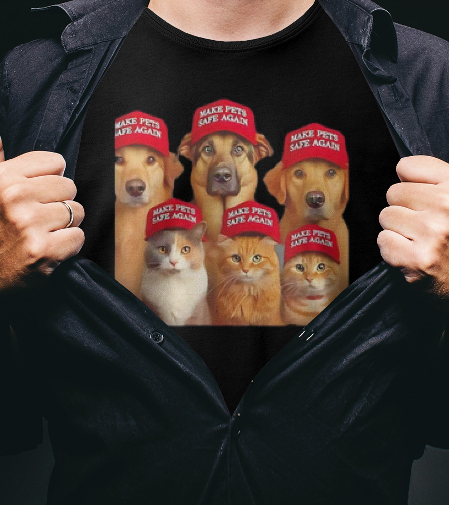 Make Pets Safe Again Red Hat Dogs And Cats T-Shirt