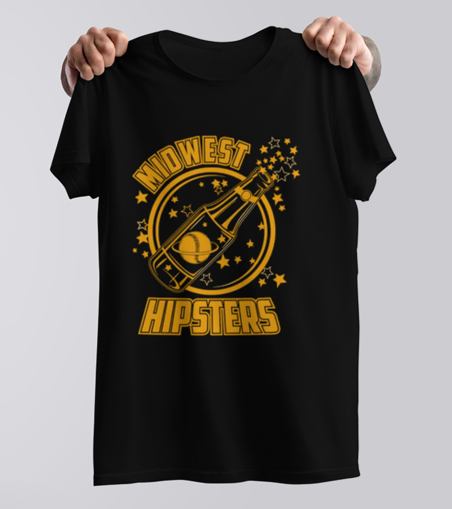 Midwest Hipsters Bottle With Stars And Rings T-Shirt