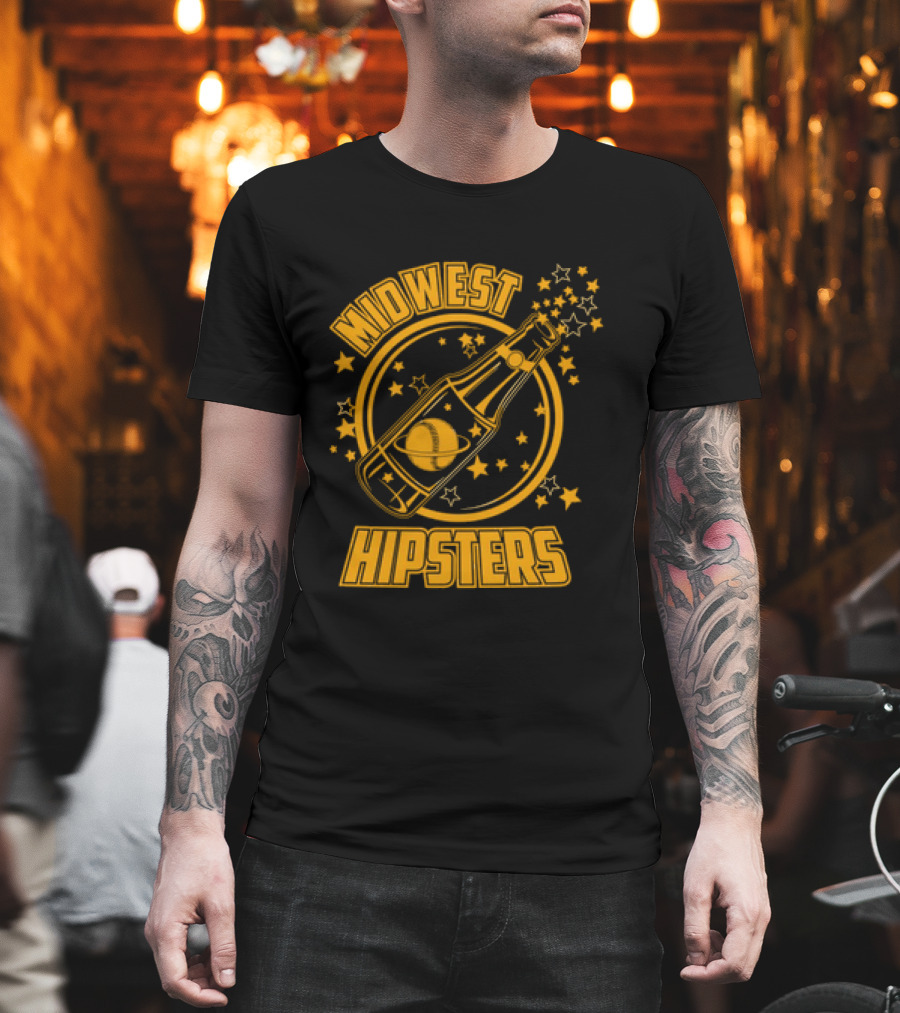 Midwest Hipsters Bottle With Stars And Rings T-Shirt