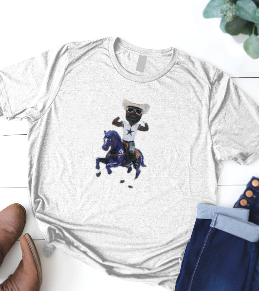 Dallas Cowboys Bobblehead With Cowboy Hat Riding Horse T-Shirt