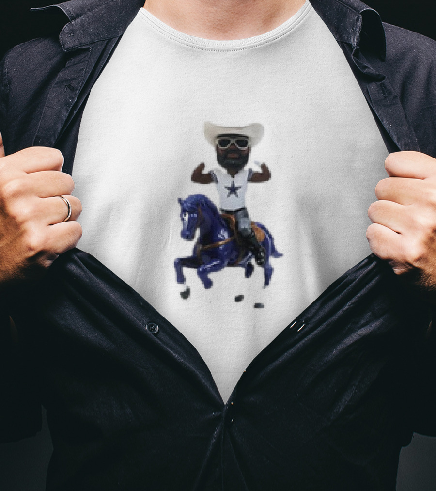 Dallas Cowboys Bobblehead With Cowboy Hat Riding Horse T-Shirt