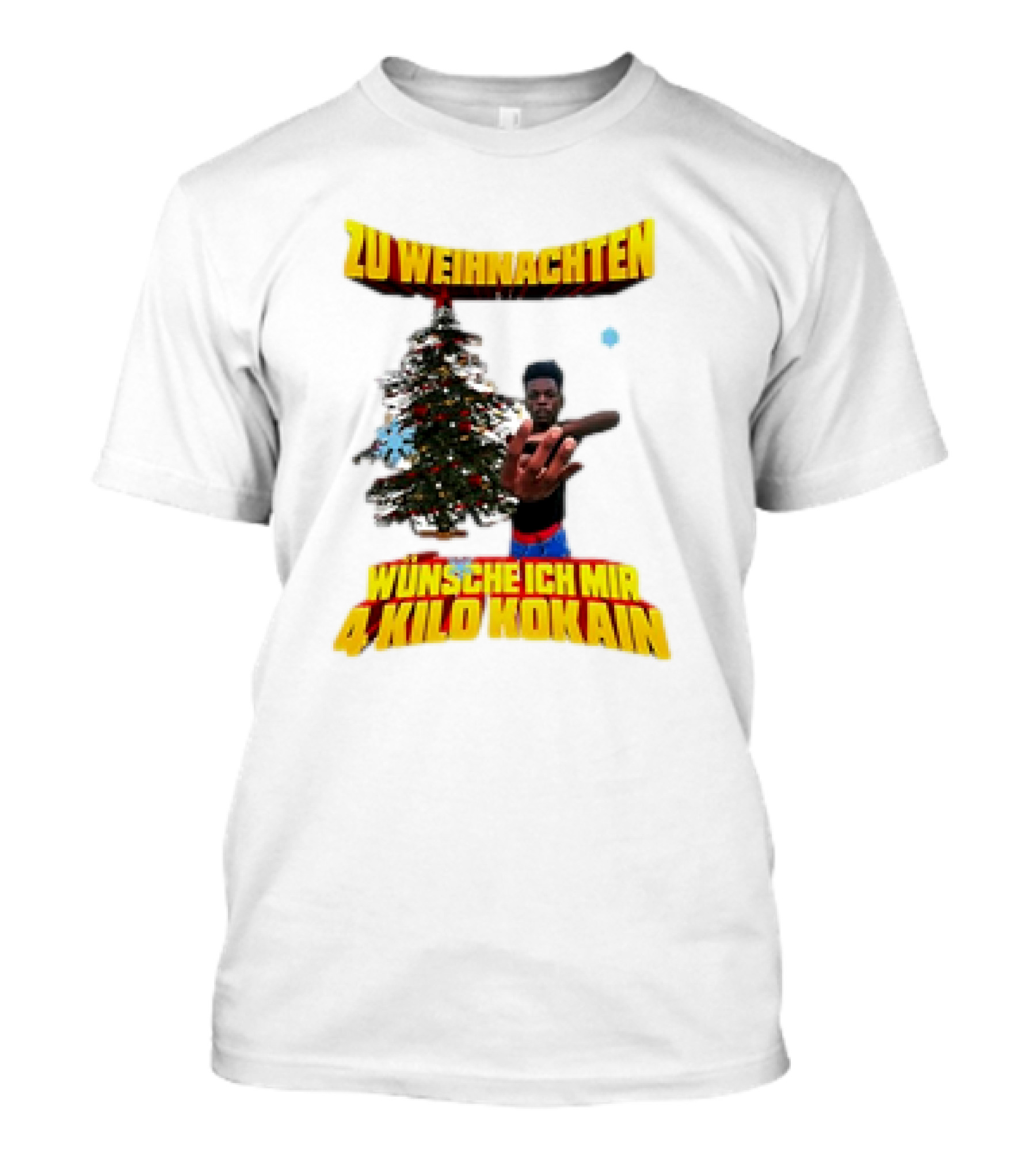 Zu Weihnachten Wünsche Ich Mir 4 Kilo Kokain Christmas Tree And Person T-Shirt