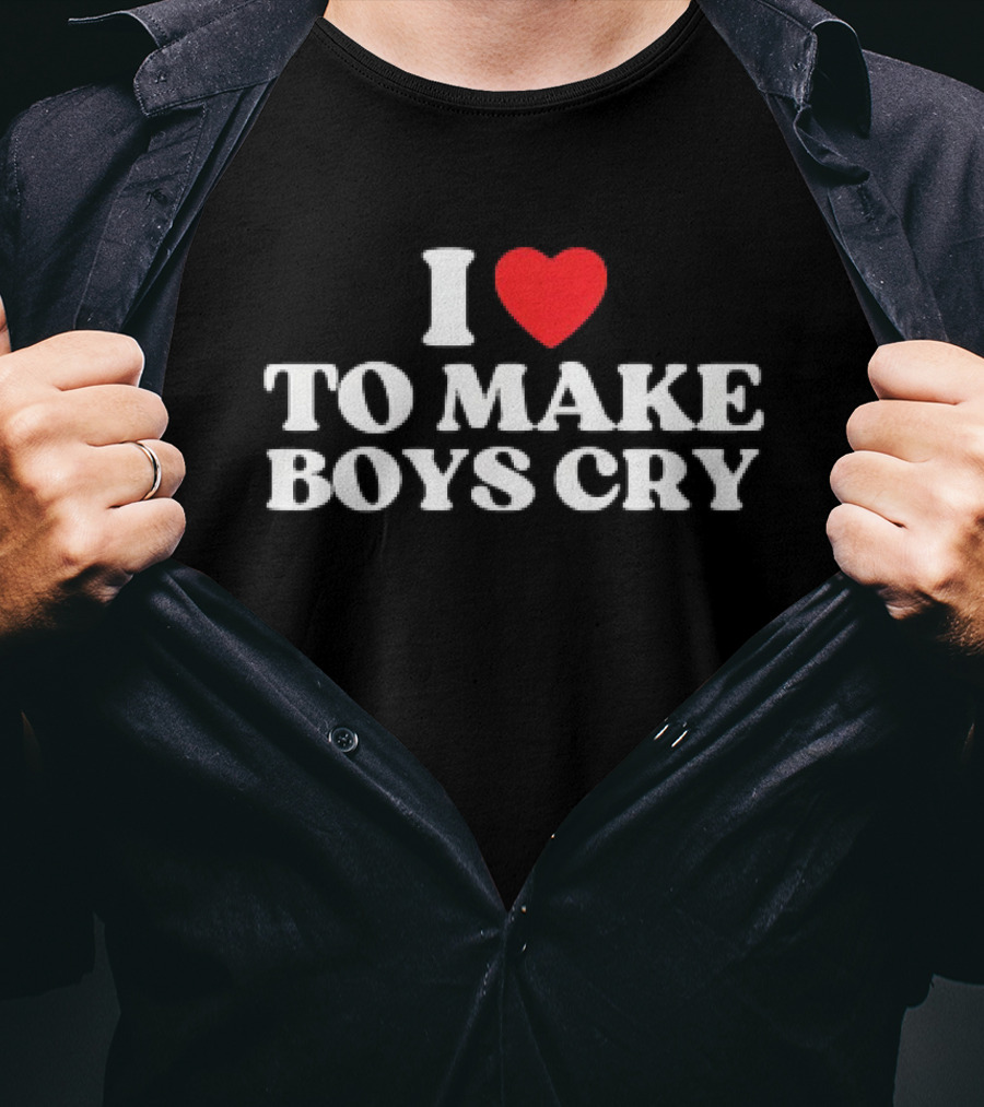 I Love To Make Boys Cry Bold Red Heart T-Shirt