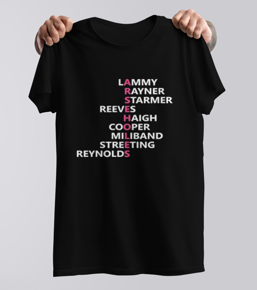 ARSEHOLES Lammy Rayner Starmer Reeves Haigh Cooper Miliband Streeting Reynolds T-Shirt