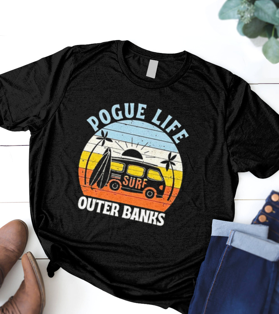 Pogue Life Outer Banks Surf Van Sunset Vintage T-Shirt