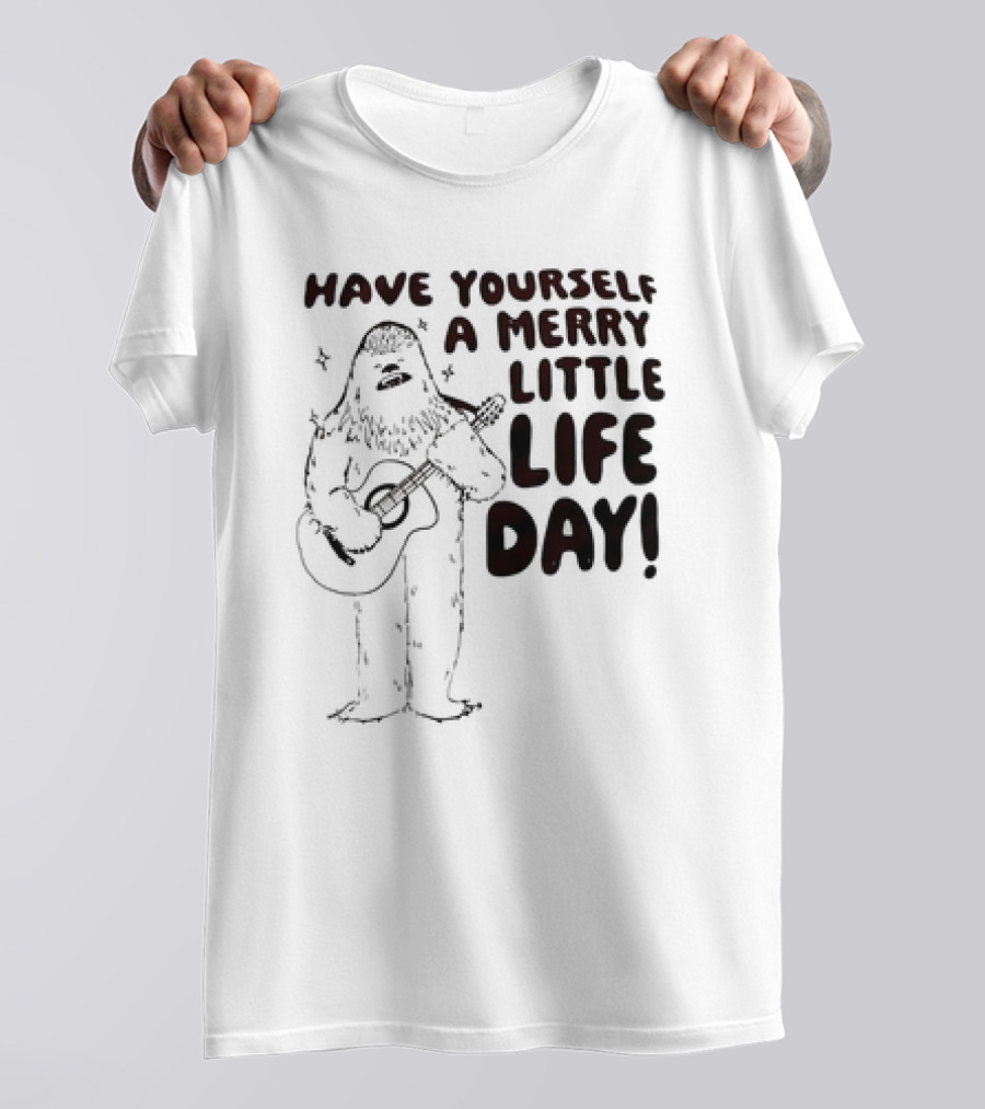 Bigfoot Have Yourself A Merry Little Life Day Playing Guitar T-Shirt
