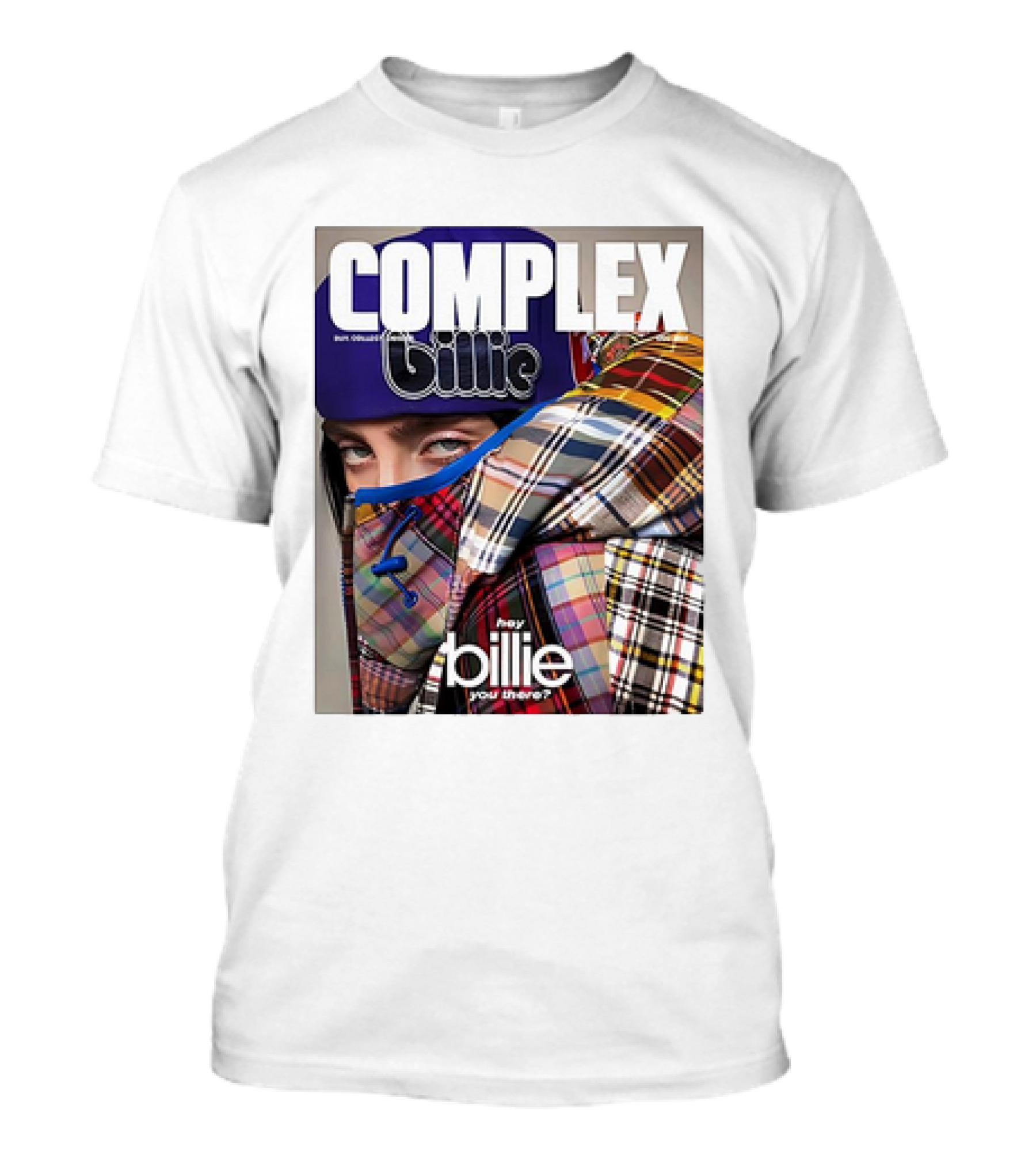 Complex Magazine Cover Billie Eilish Hey Billie You There Plaid Patchwork T-Shirt
