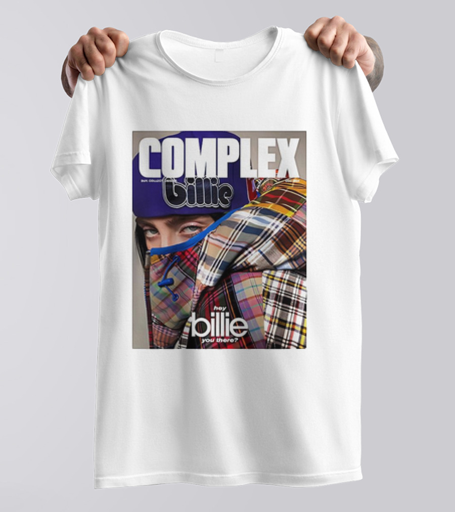 Complex Magazine Cover Billie Eilish Hey Billie You There Plaid Patchwork T-Shirt