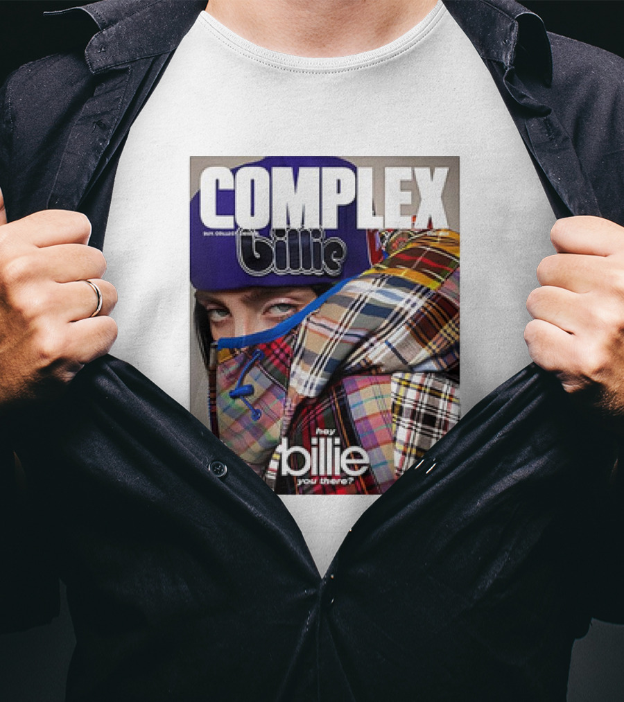 Complex Magazine Cover Billie Eilish Hey Billie You There Plaid Patchwork T-Shirt