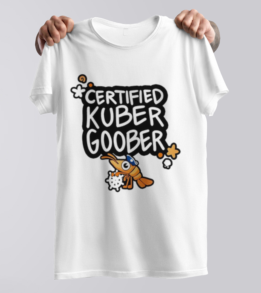 Certified Kuber Goober Kubernetes Shrimp Character With Clouds And Stars T-Shirt