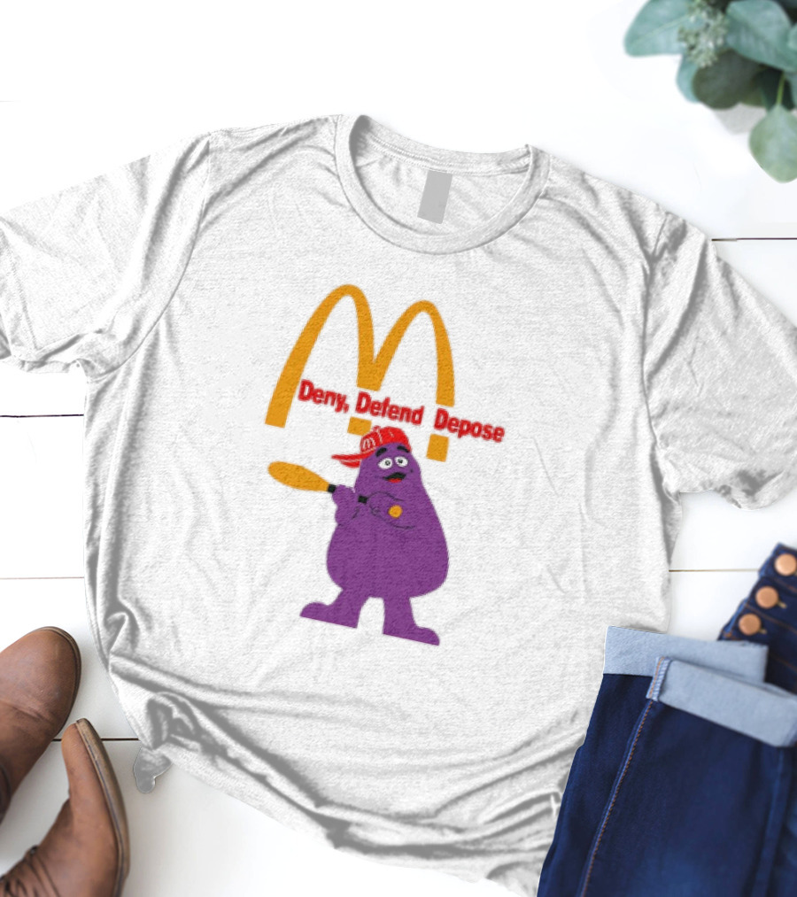 Grimace Baseball Bat Deny Defend Depose McDonald's Mascot T-Shirt