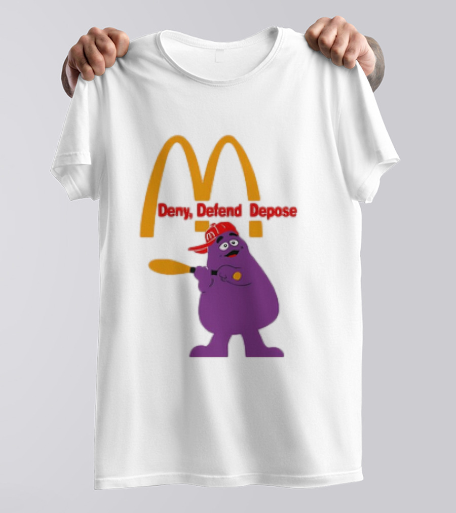 Grimace Baseball Bat Deny Defend Depose McDonald's Mascot T-Shirt