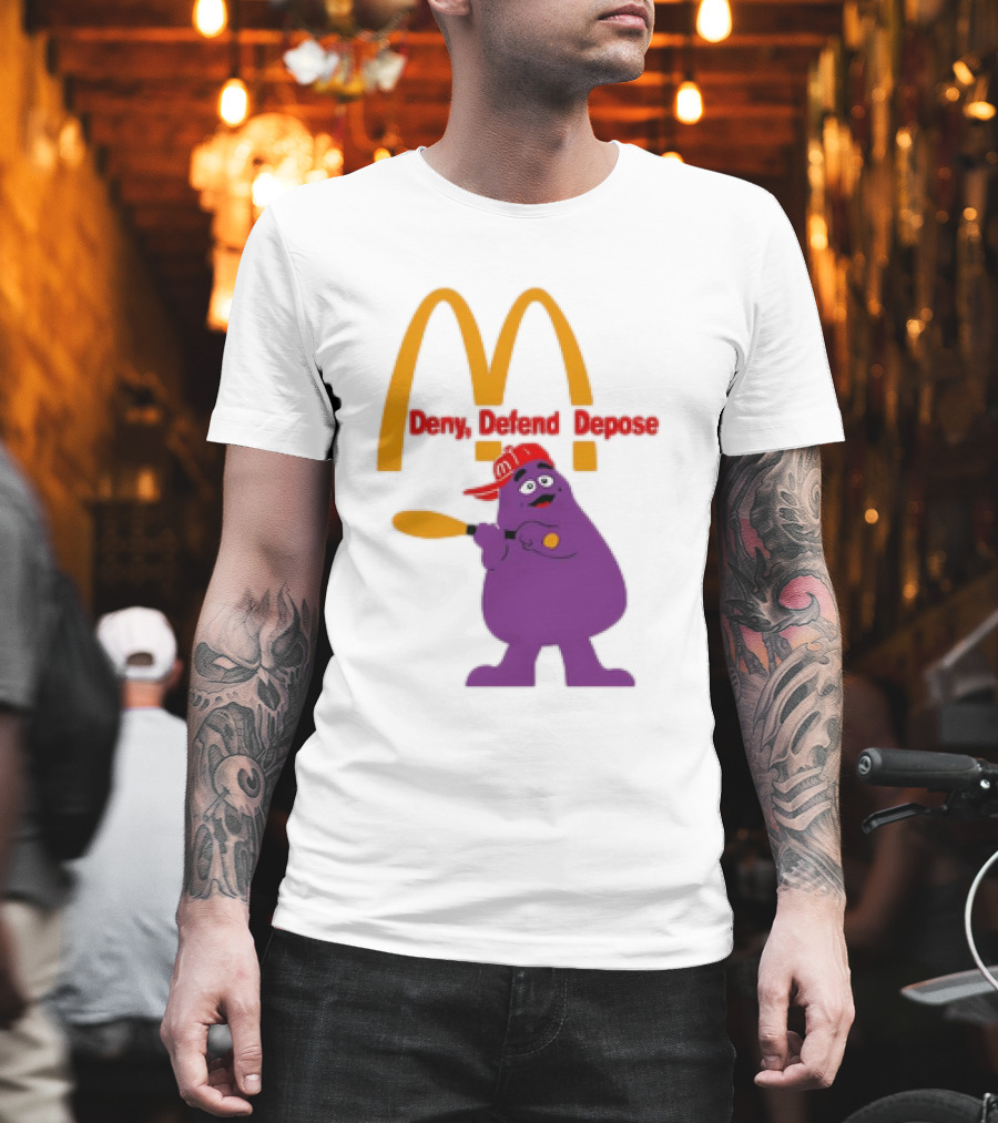 Grimace Baseball Bat Deny Defend Depose McDonald's Mascot T-Shirt