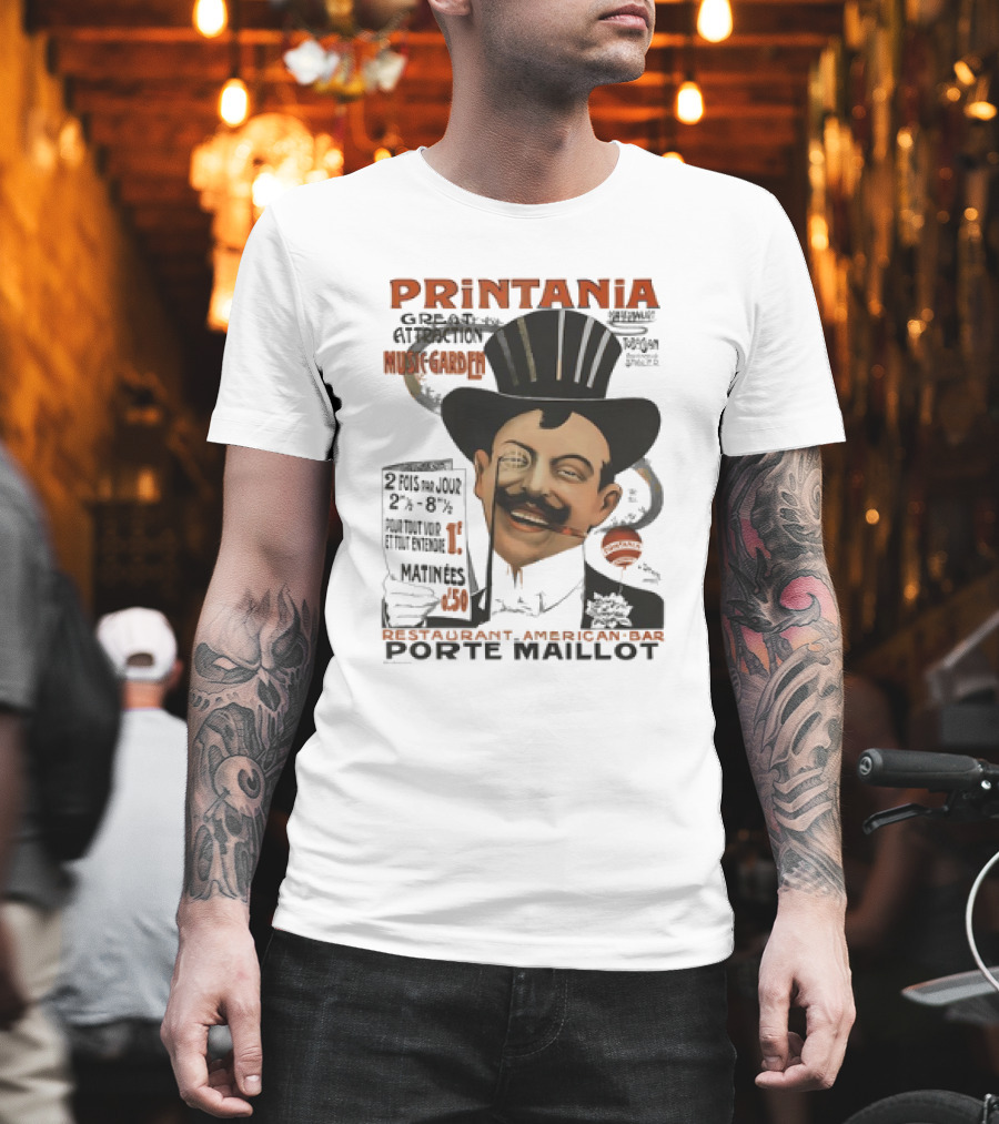 Printania Great Attraction Music Garden Restaurant American Bar Porte Maillot Vintage Advertisement T-Shirt