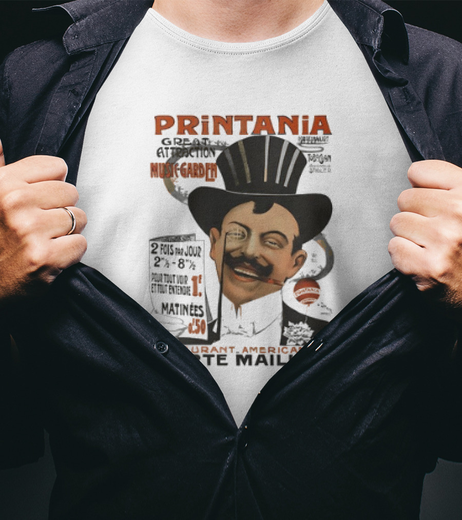 Printania Great Attraction Music Garden Restaurant American Bar Porte Maillot Vintage Advertisement T-Shirt