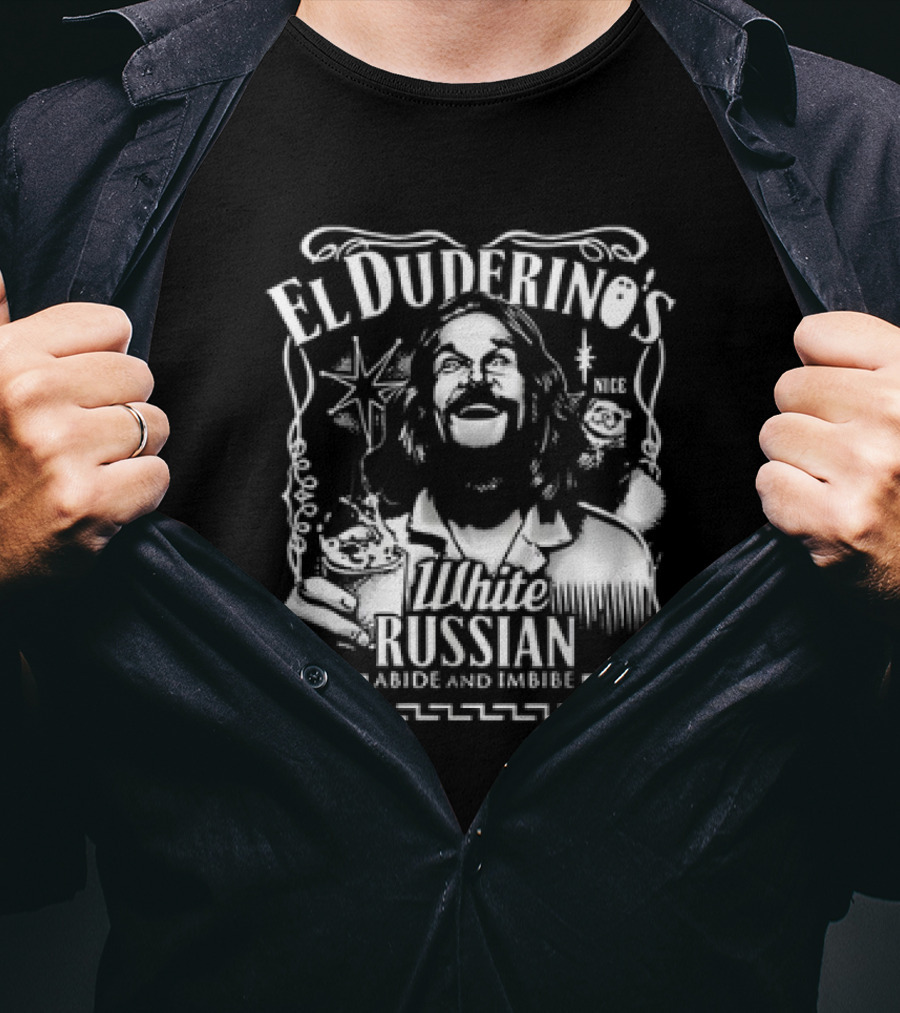 El Duderino’s White Russian Abide And Imbibe Retro Style Starburst Drink T-Shirt