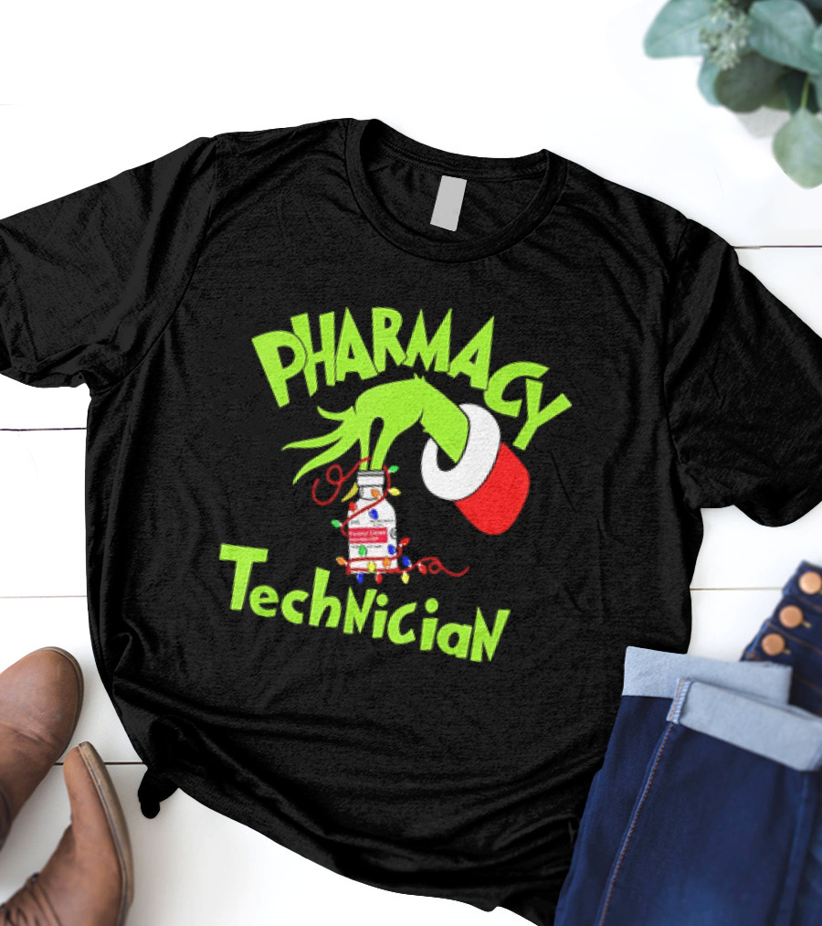 Grinch Pharmacy Technician Christmas Lights T-Shirt
