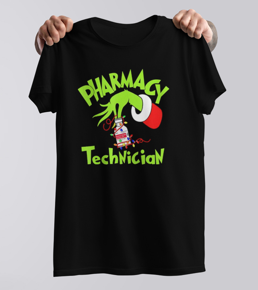 Grinch Pharmacy Technician Christmas Lights T-Shirt