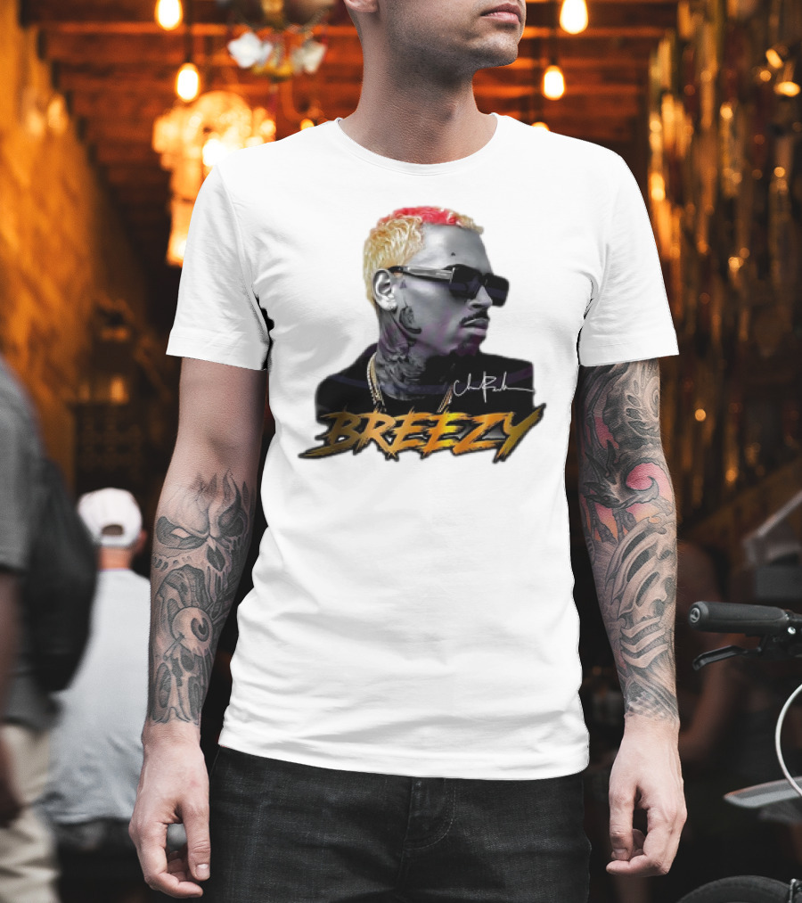 Breezy Chris Brown Signature Style With Sunglasses And Blonde Hair T-Shirt