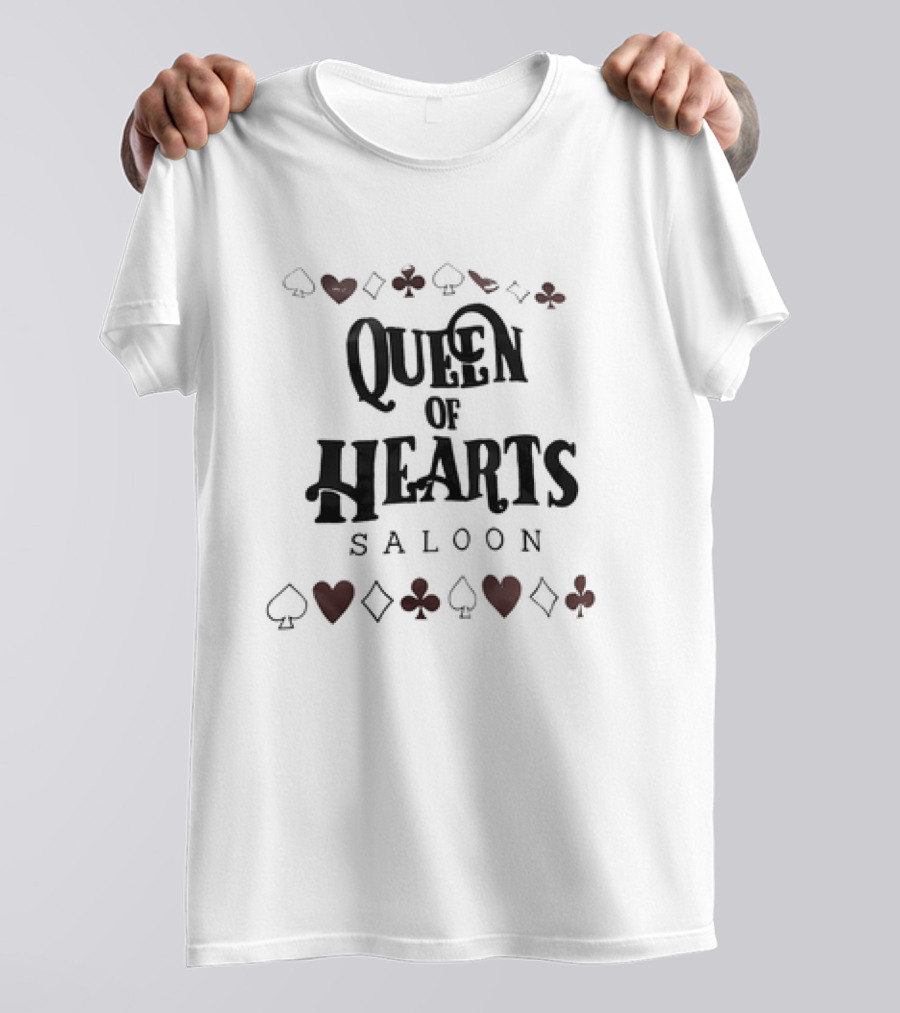 Queen Of Hearts Saloon Playing Card Symbols T-Shirt