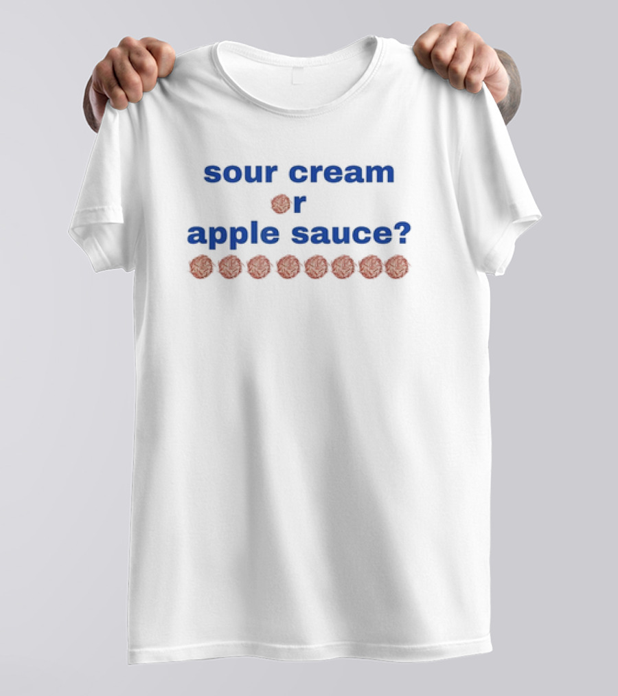 Sour Cream Or Apple Sauce Latkes Question With Potato Icons T-Shirt