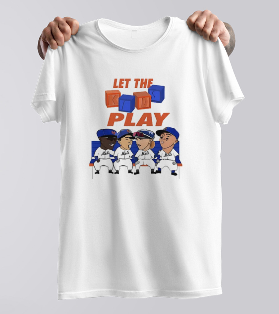 Let The Kids Play Mets Cartoon Baseball Team Fans T-Shirt