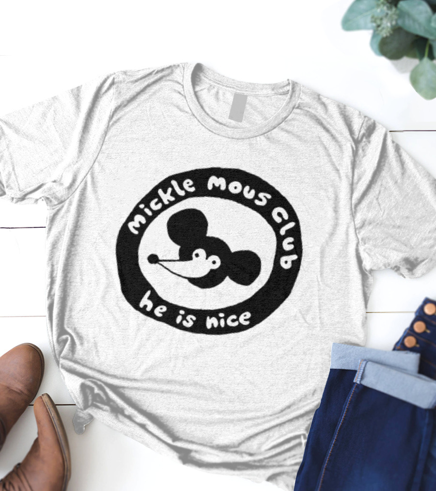 Mickle Mous Club He Is Nice Black And White Circle T-Shirt