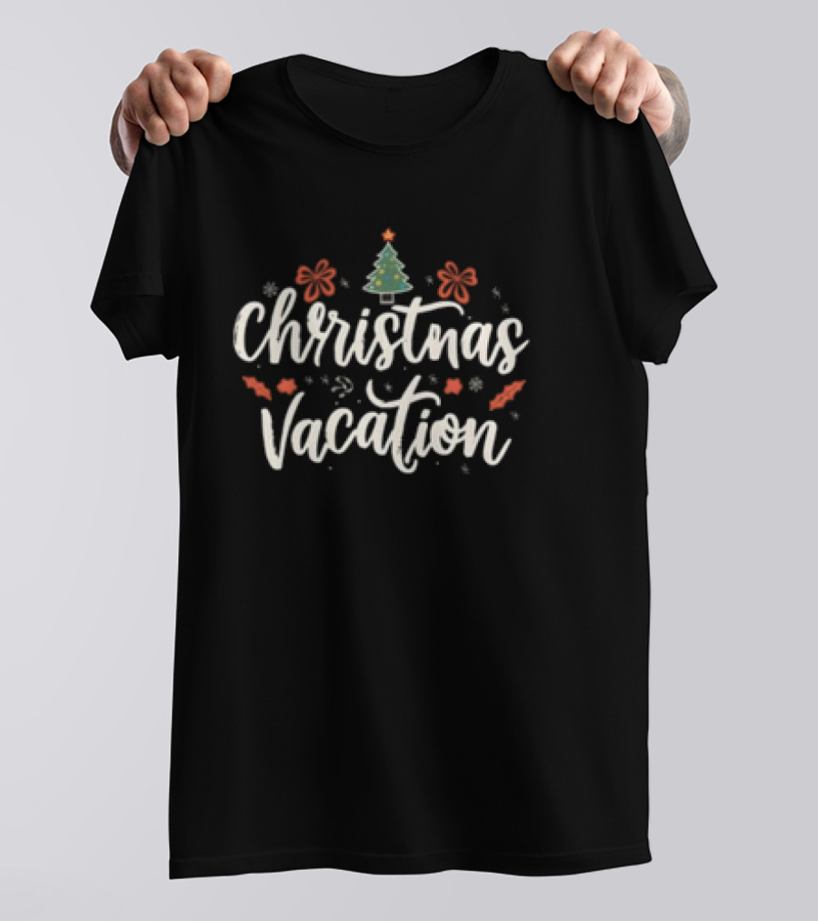 Christmas Vacation Holiday Tree And Snowflakes T-Shirt
