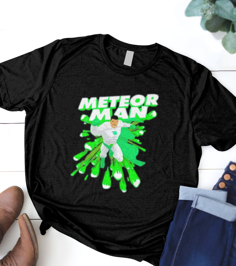 Meteor Man Heroic Pose With Green Comet Effect T-Shirt