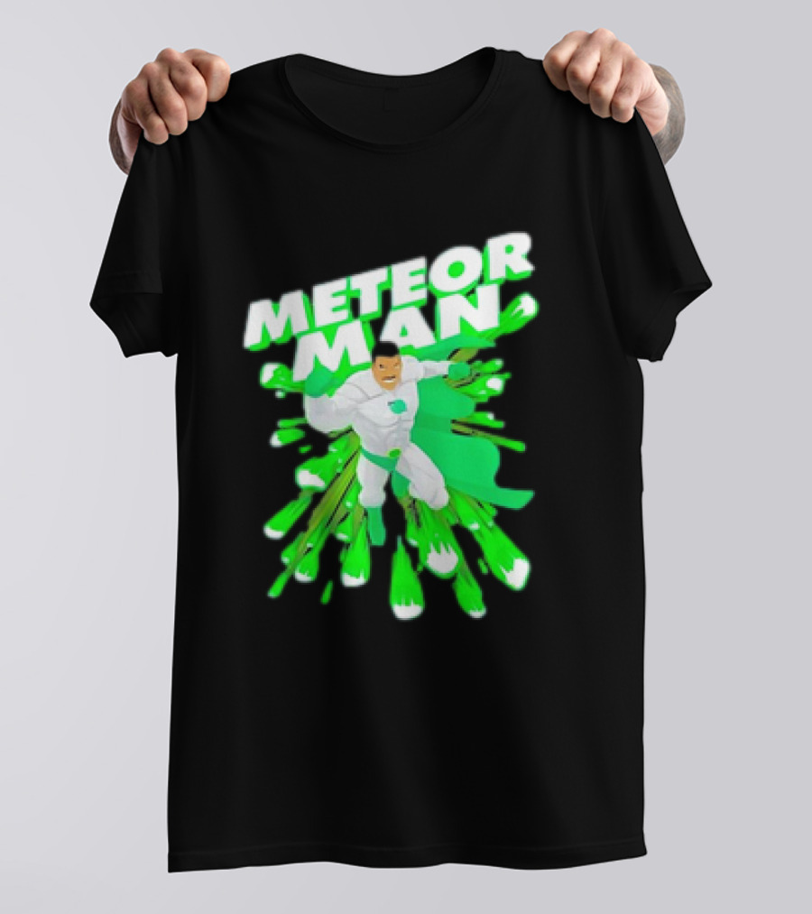 Meteor Man Heroic Pose With Green Comet Effect T-Shirt