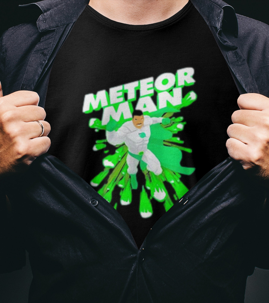 Meteor Man Heroic Pose With Green Comet Effect T-Shirt
