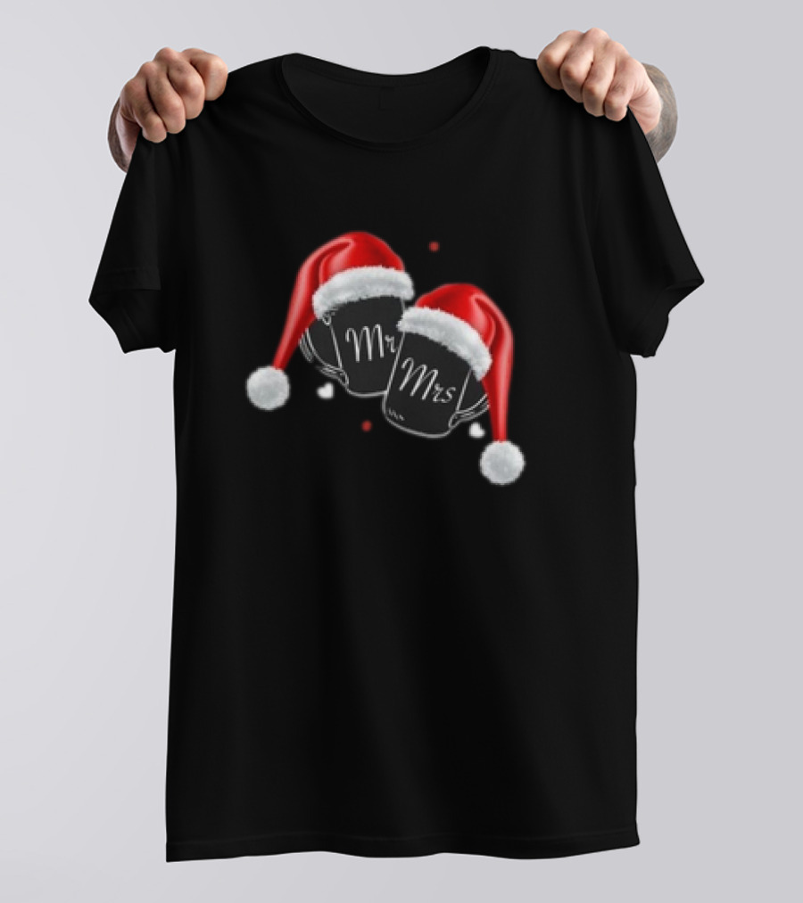 Mr Mrs Santa Hats Festive Christmas T-Shirt